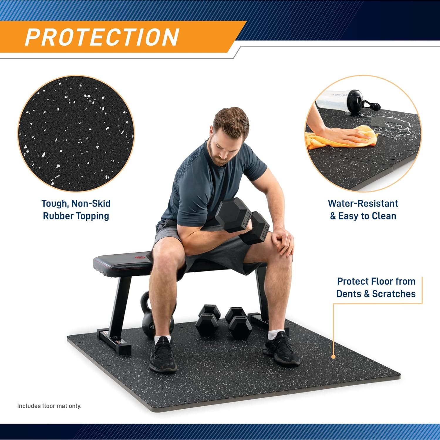 Marcy Interlocking Dual Density Rubber Top EVA Foam Home Gym Floor Mat for Exercise Equipment & Accessories MAT-40(Multi Color)