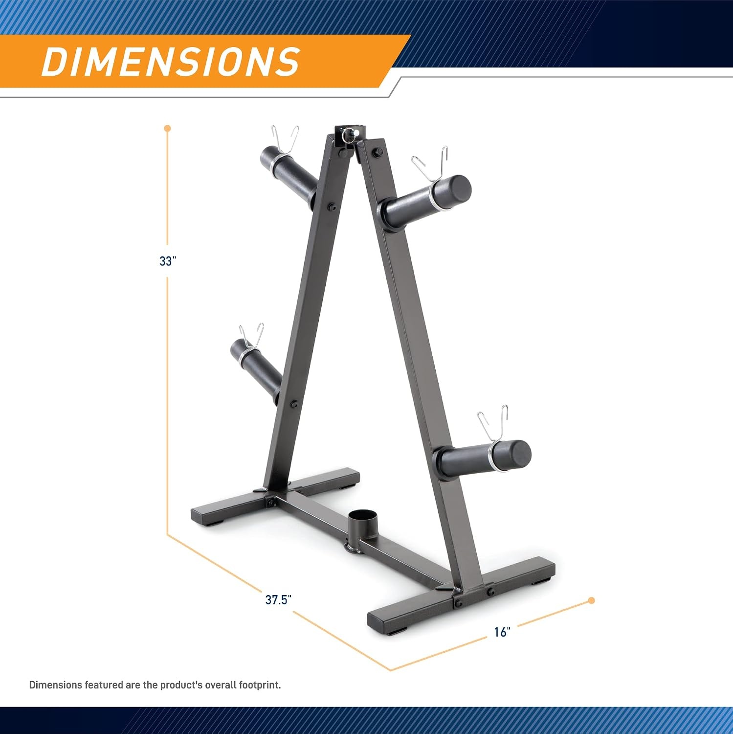 Marcy Olympic Weight Plate Tree for 2-Inch Plates Weight Storage Rack(A-Frame – Black)