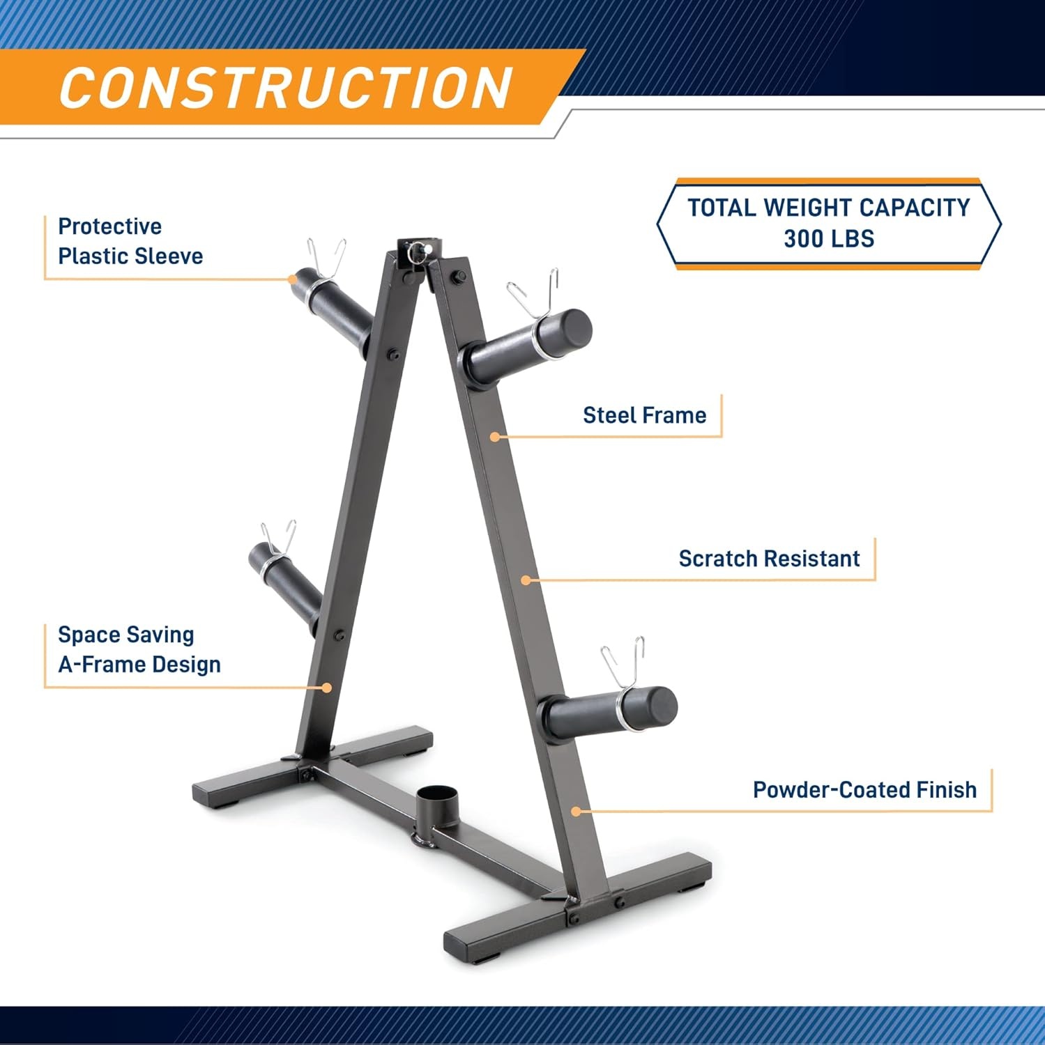 Marcy Olympic Weight Plate Tree for 2-Inch Plates Weight Storage Rack(A-Frame – Black)