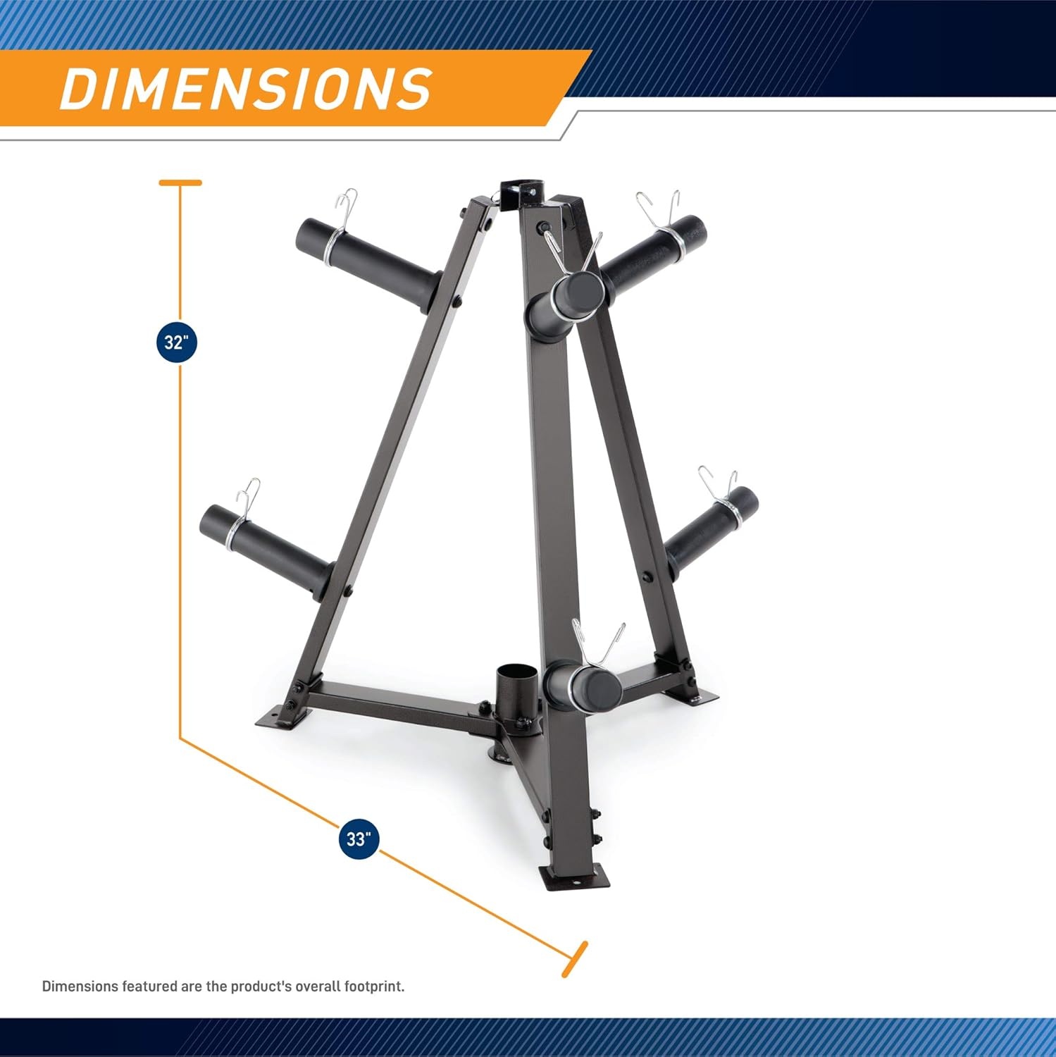 Marcy Olympic Weight Plate Tree for 2-Inch Plates Weight Storage Rack(Triangular – Black)