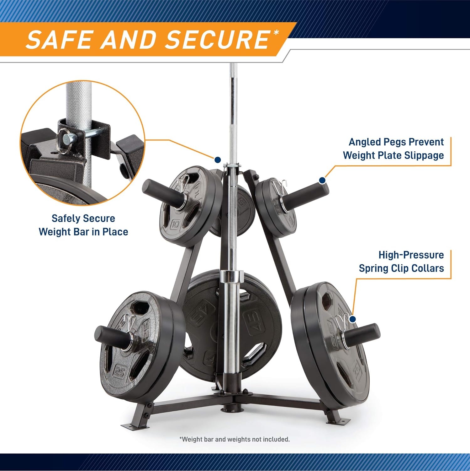 Marcy Olympic Weight Plate Tree for 2-Inch Plates Weight Storage Rack(Triangular – Black)