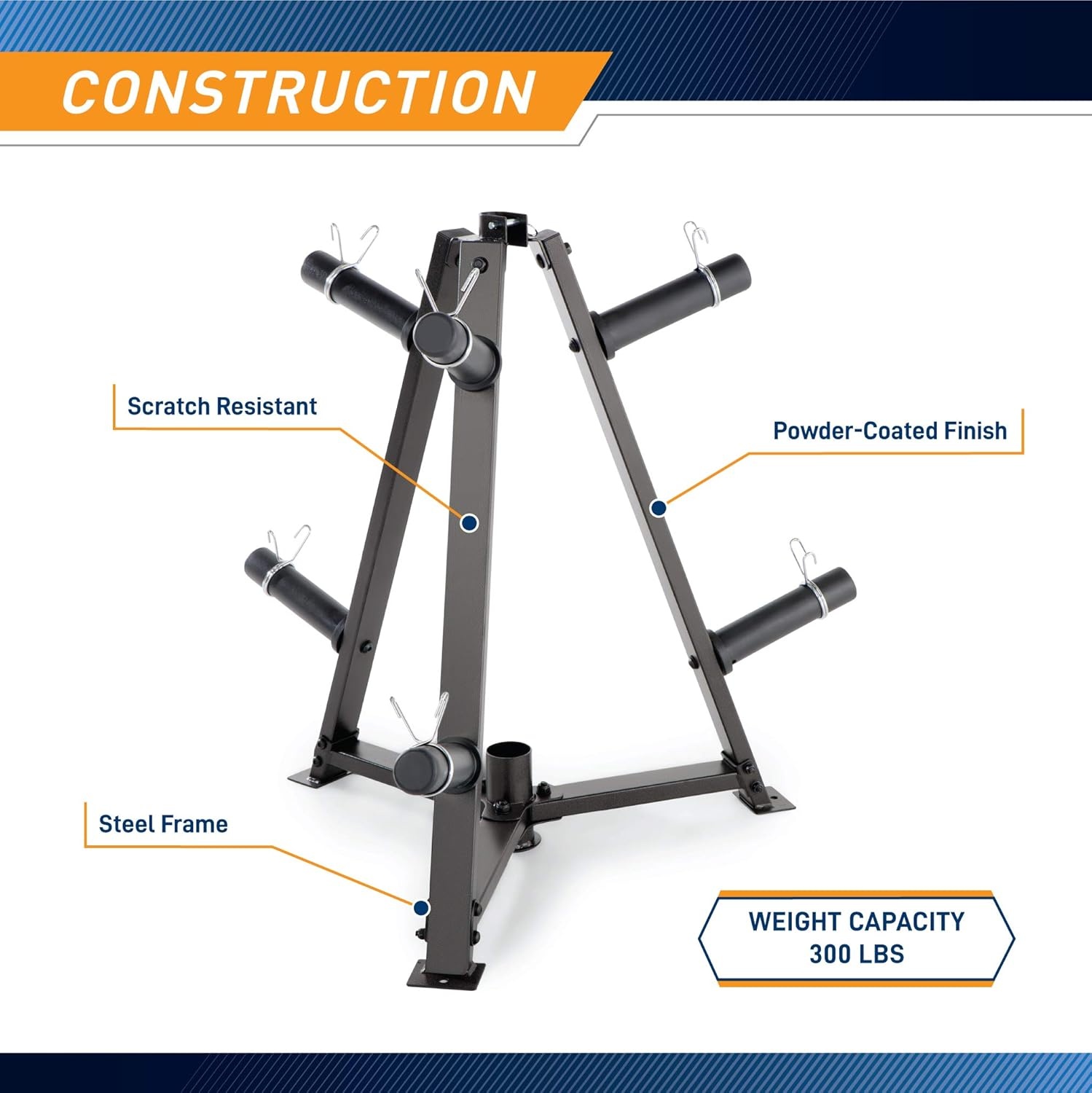 Marcy Olympic Weight Plate Tree for 2-Inch Plates Weight Storage Rack(Triangular – Black)